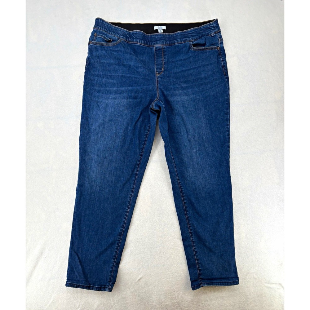 Croft & Barrow Jeans Blue Mid Rise Flat Front Stretch Straight Leg Women's 18W